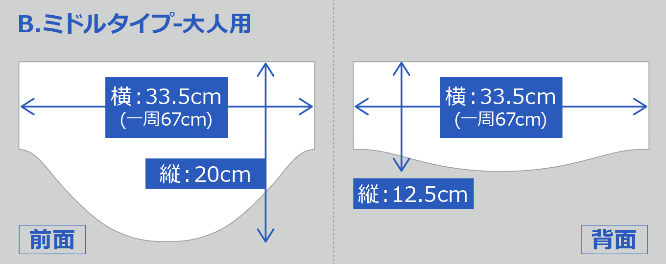 ミドル大人用の寸法