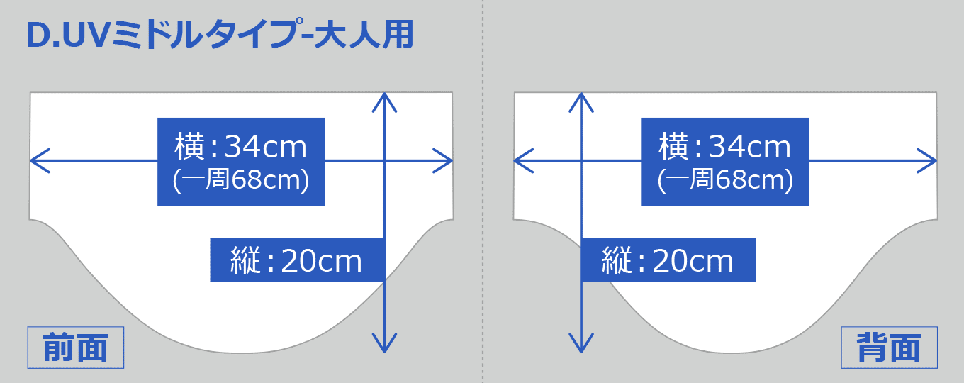 UVミドル大人用の寸法