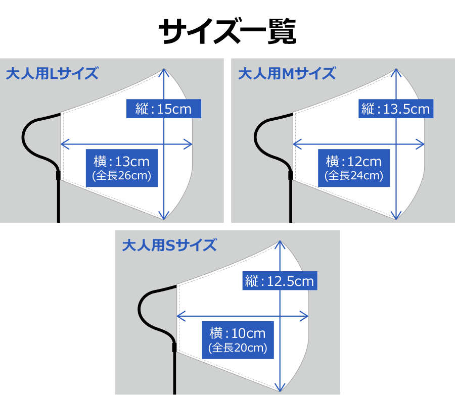 首かけヒモサイズ一覧