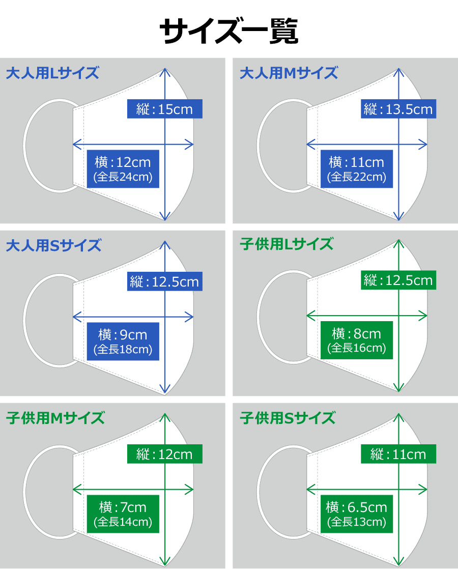 調節ヒモサイズ一覧