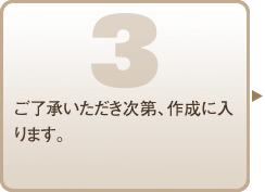 ３．ご了承いただき次第、作成に入ります。