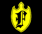黒ベース＋黄色の盾型シルクロゴ No.0146 デザイン例 / サッカーユニフォームショップV-ELEVEN