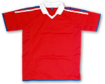 韓国代表が伝統的に使い続ける赤ベースに白と青のライン：TYPE-B No.0138 デザイン例 / サッカーユニフォームショップV-ELEVEN