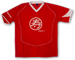 韓国代表も着用していたアクティブで行動的な赤ベースに白：TYPE-B No.0149 デザイン例 / サッカーユニフォームショップV-ELEVEN