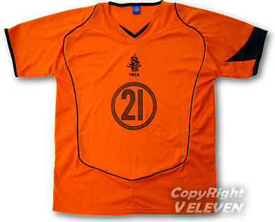 オランダ代表が使うオレンジベースに黒パイピング Type B No 0196 デザイン例 激安オーダーサッカーユニフォーム フットサルユニフォーム の作成なら サッカーショップv Eleven